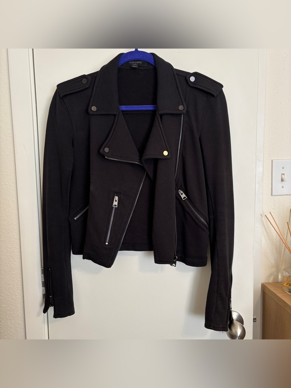 All Saints Harper biker sweatshirt jacket sz small